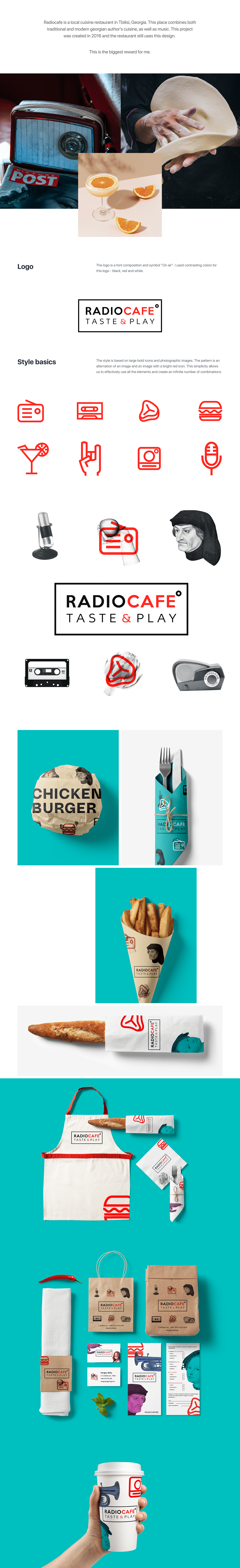 restaurant Radio logo art burger red restaraunt logo Restaraunt Branding brand identity Logo Design