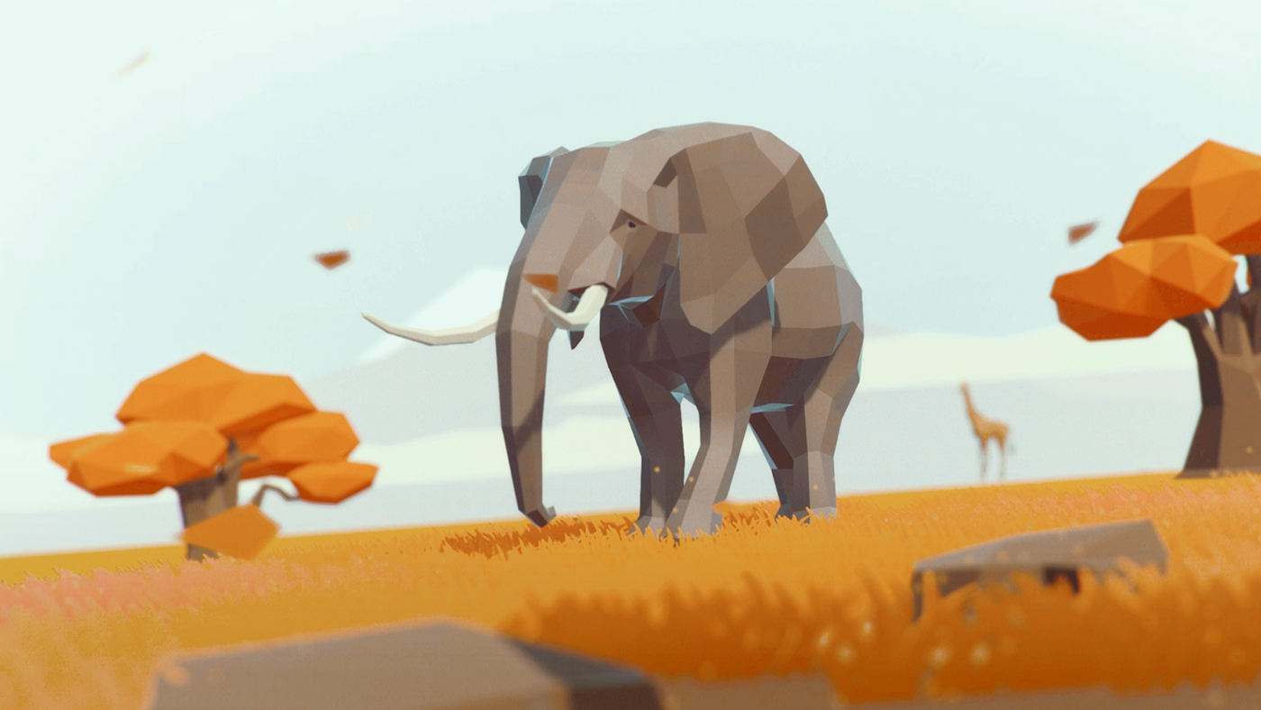 lowpoly animated animals Gaming unity3D elephant LOW poly 3D dinosaurs