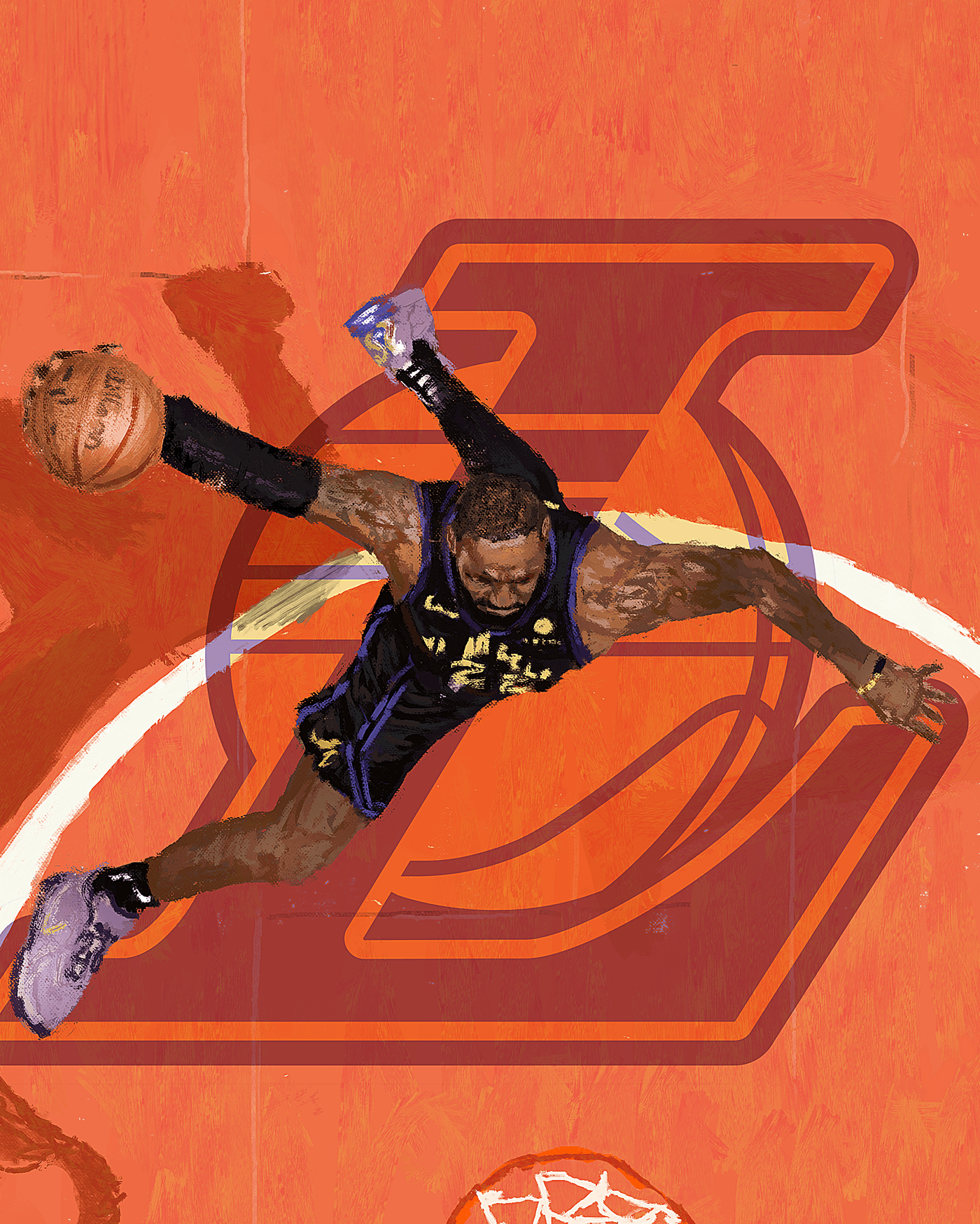 LeBron james Fly NBA basketball ILLUSTRATION  Digital Art  Procreate digital illustration Lebron James Flying