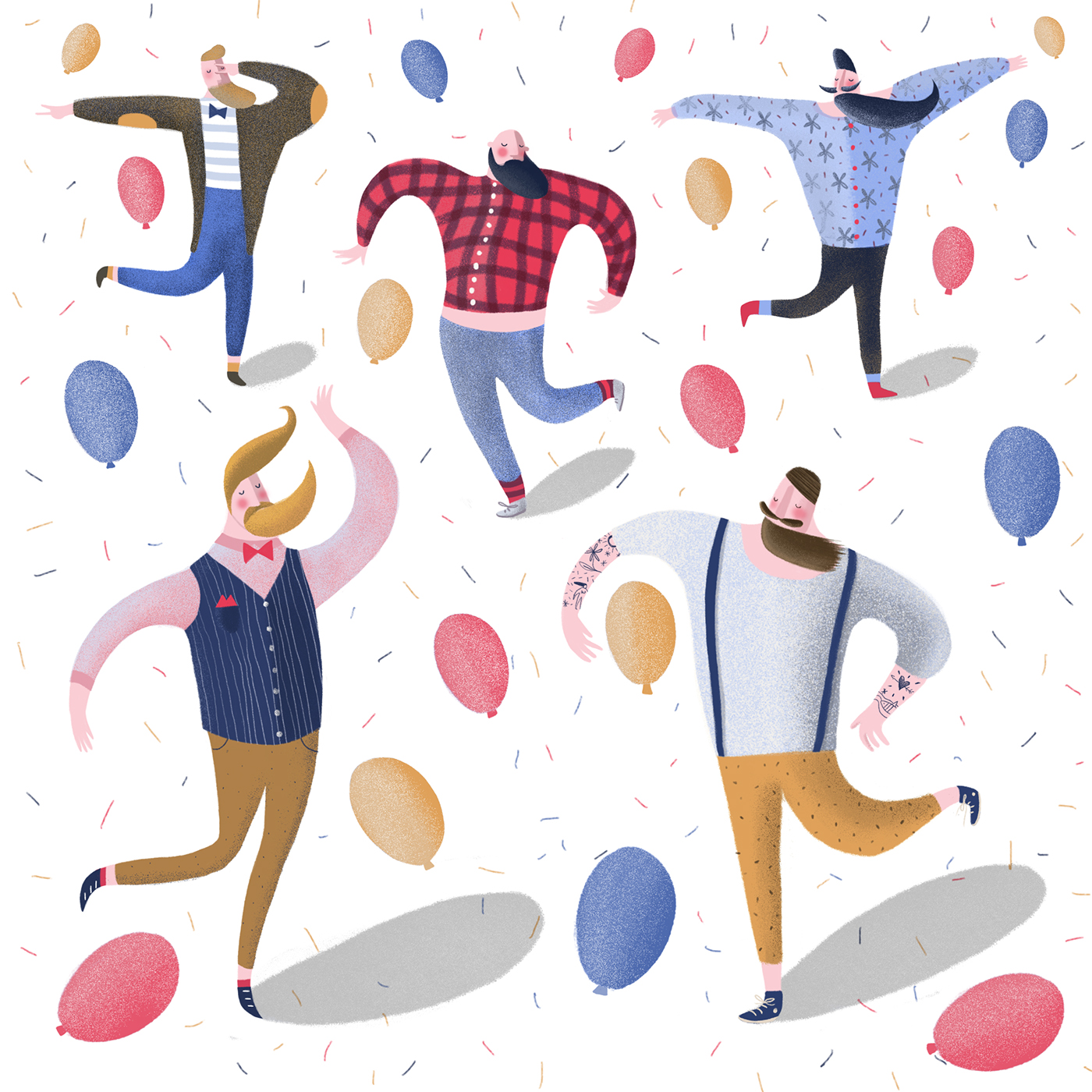 hipsters Character design  digital illustration party happiness