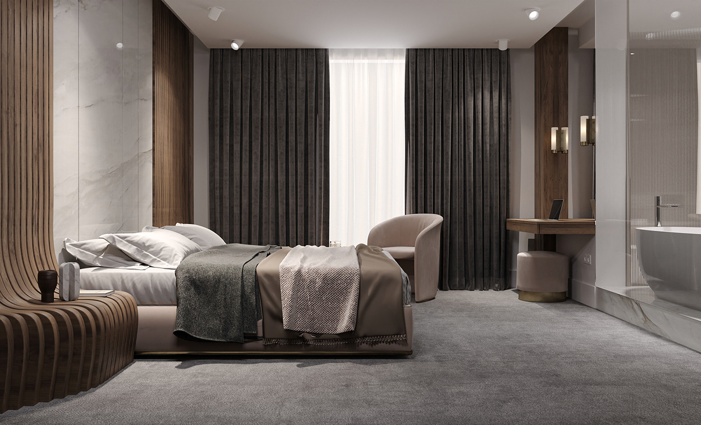 architecture design flat Interior luxury Marble modern premium wood