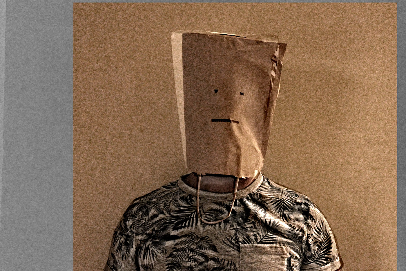 paper bag photomanipulation fury mask double exposure peer pressure rediscovery