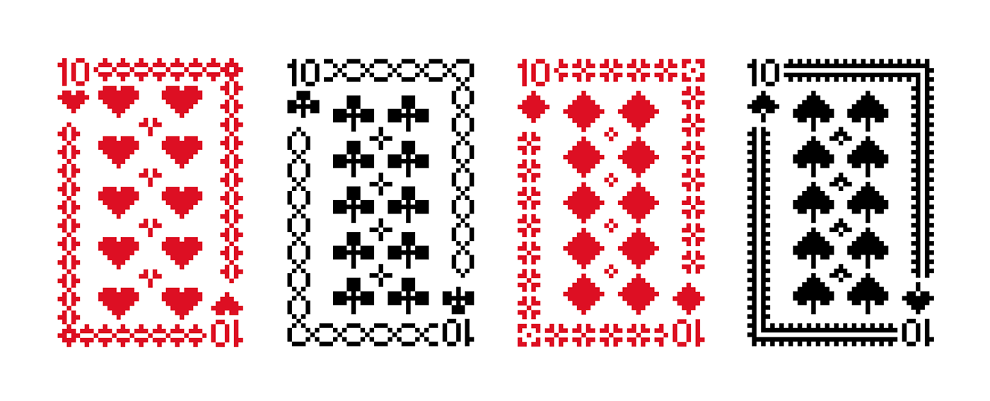 Authentic card design ornament Pixel art Playing Cards traditional ukraine