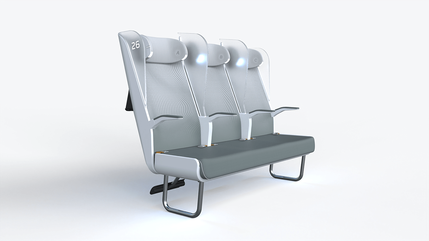 Aircraft interior aviation formeta design industrial design  innovation Mobility Design no touch PLANE SEAT Soft PRO Transportation Design