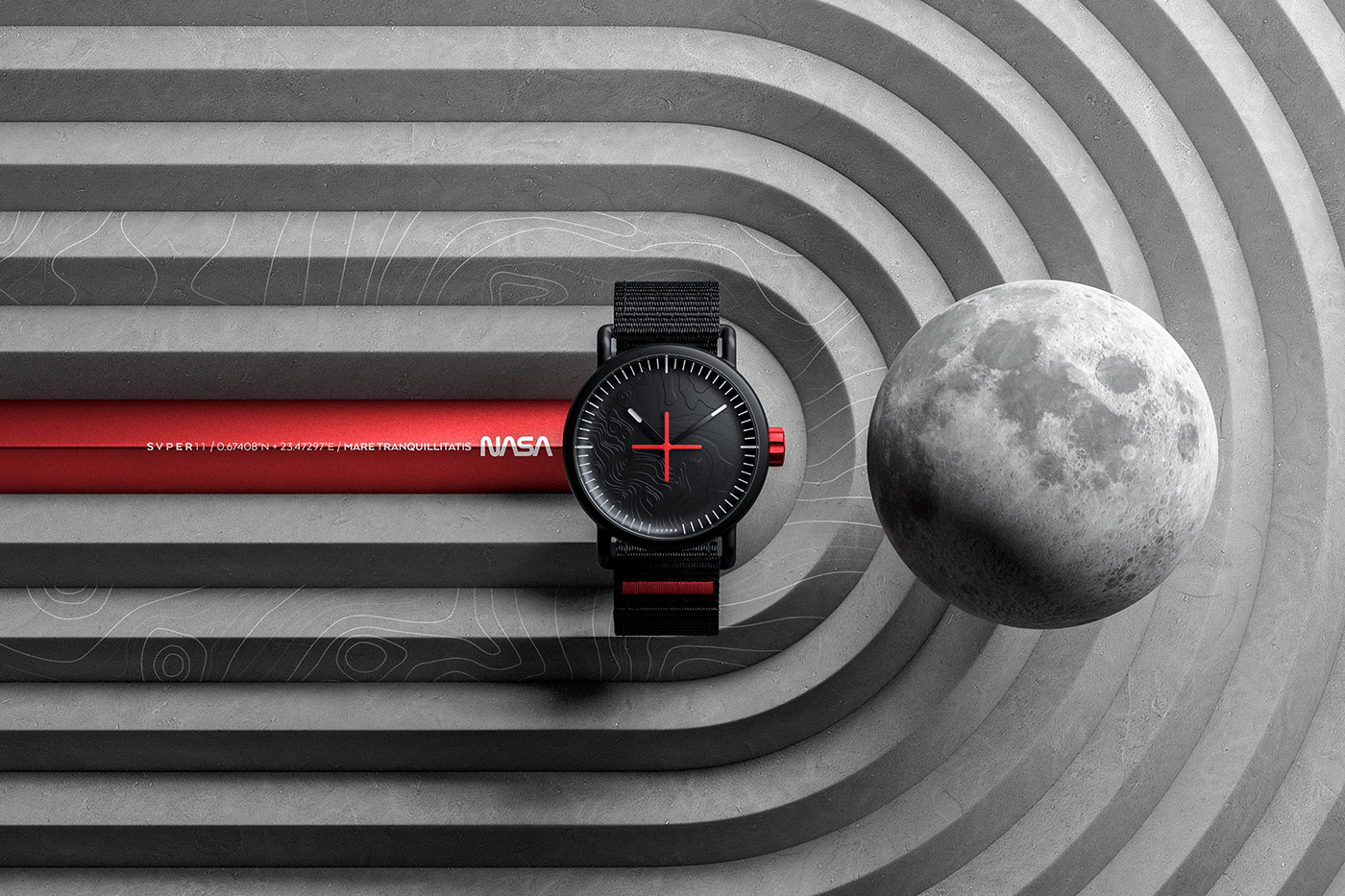 3D detail design details Digital Art  moon nasa product design  rendering watch design wristwatch