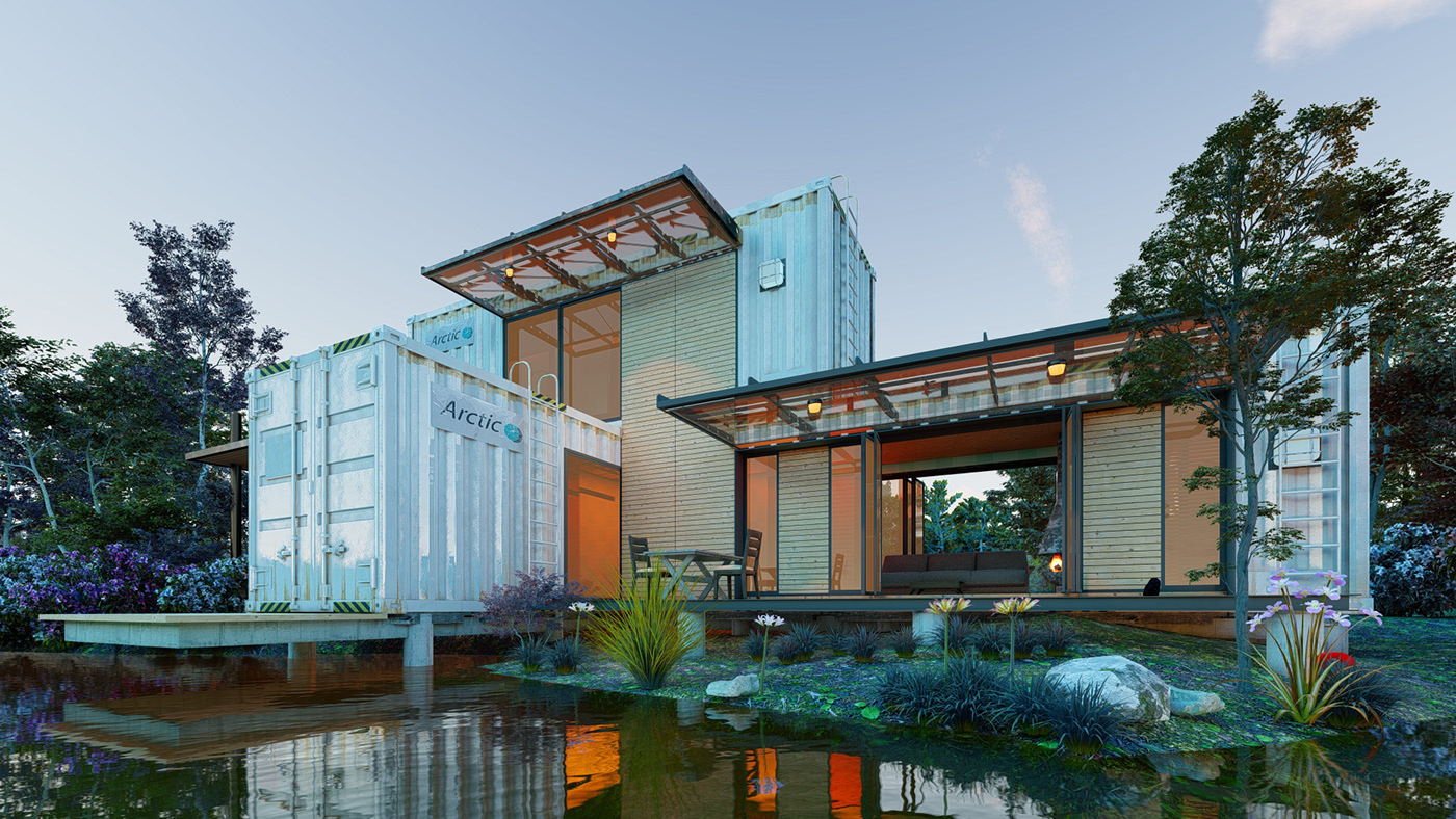 architecture archviz container exterior house lumion night render Render Villa visualization
