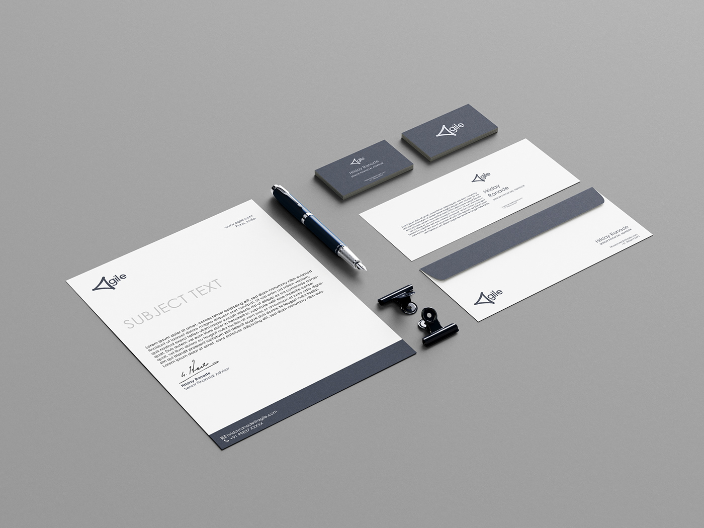 corporate stationery with branding