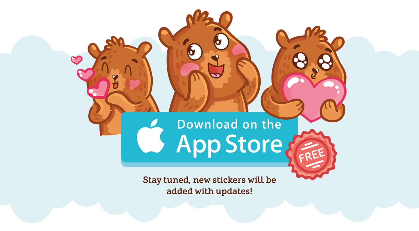 stickers imessage cute bear Character animal Character design  free iphone ios