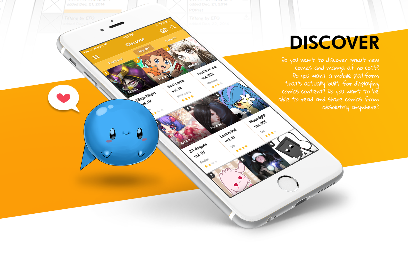 ios android comics pop manga anime mobile ux UI app weblify