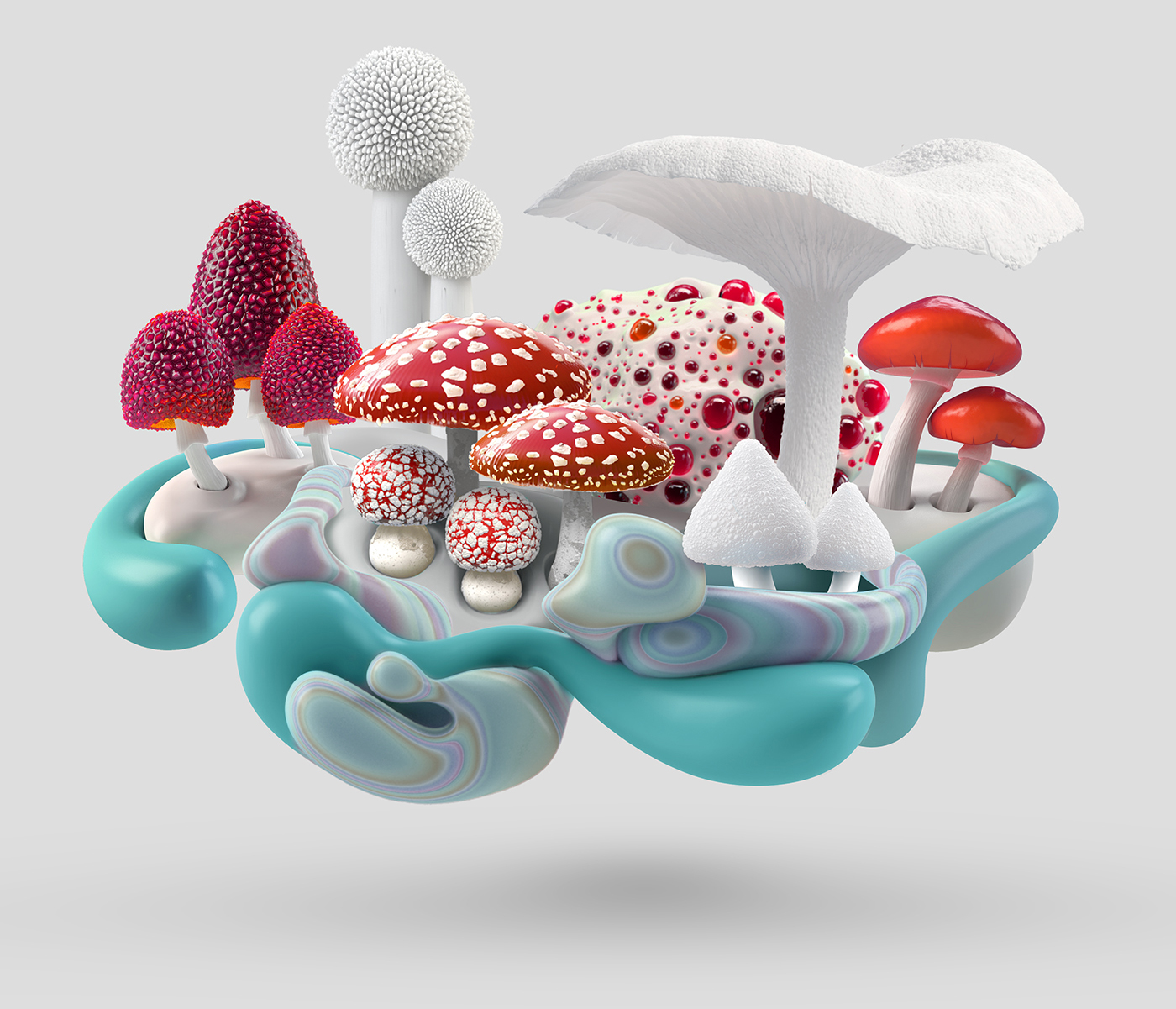 Adobe Portfolio mushroom 3D ecosystem modo organic