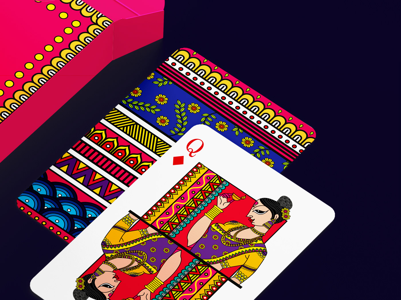deck design Diwali festive gift gift box indian madhubani Playing Cards traditional