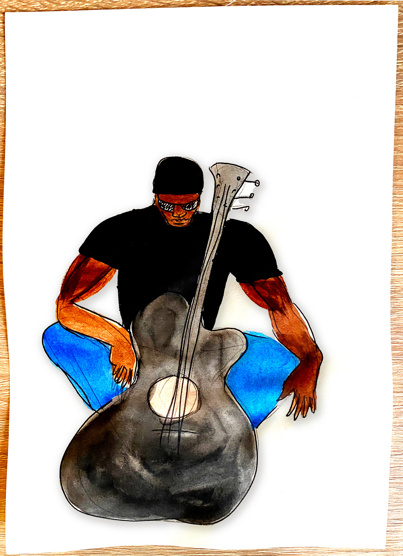 Guitarist watercolor sketch