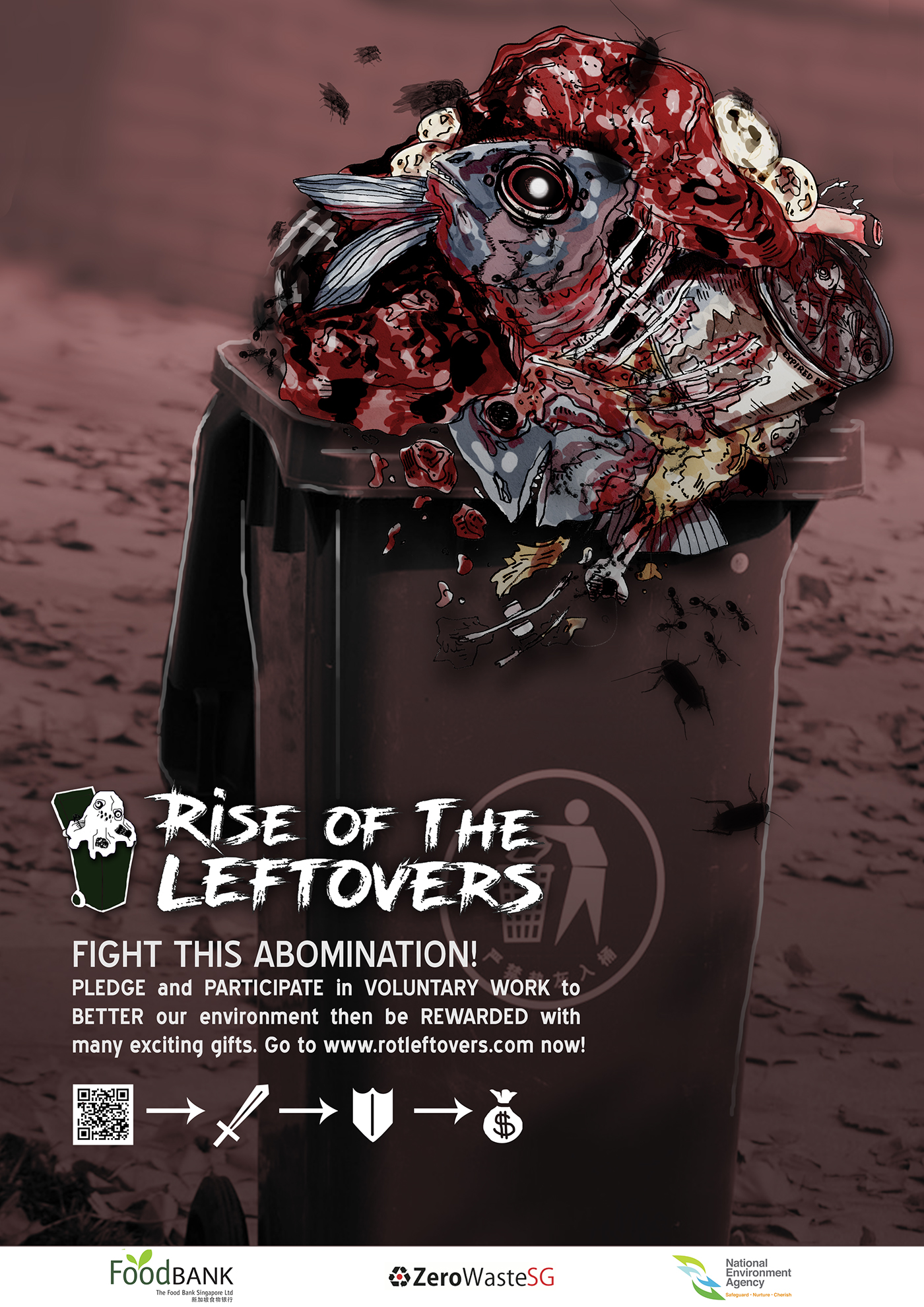 Food  waste campaign ILLUSTRATION  monster fear cool art direction