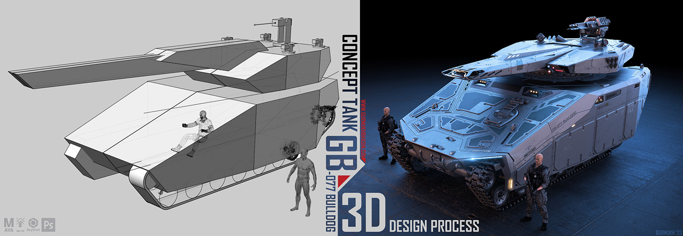 3D concept concept art design industrial design  process Render Tank Vehicle visualization