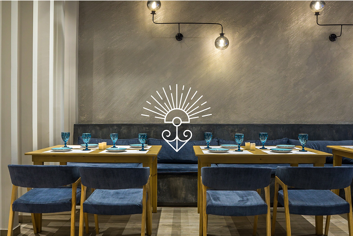 anchor blue branding  energy logo restaurant sea seafood Sun visualidentity