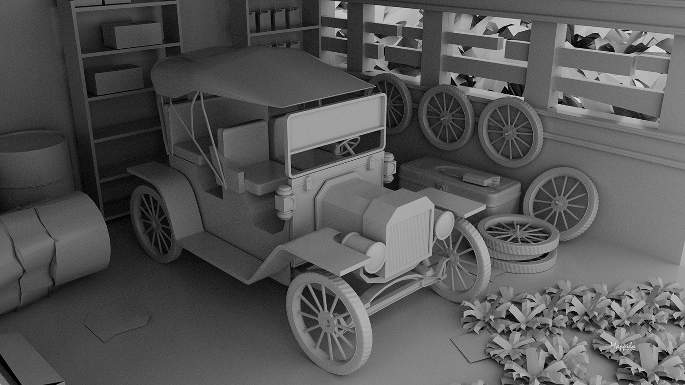 3D Render Maya cartoon car 3d modeling 3dart photoshop design Rednering