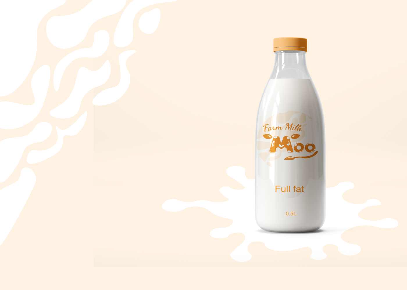 logo farm milk moo cartoon fresh organic healthy bio