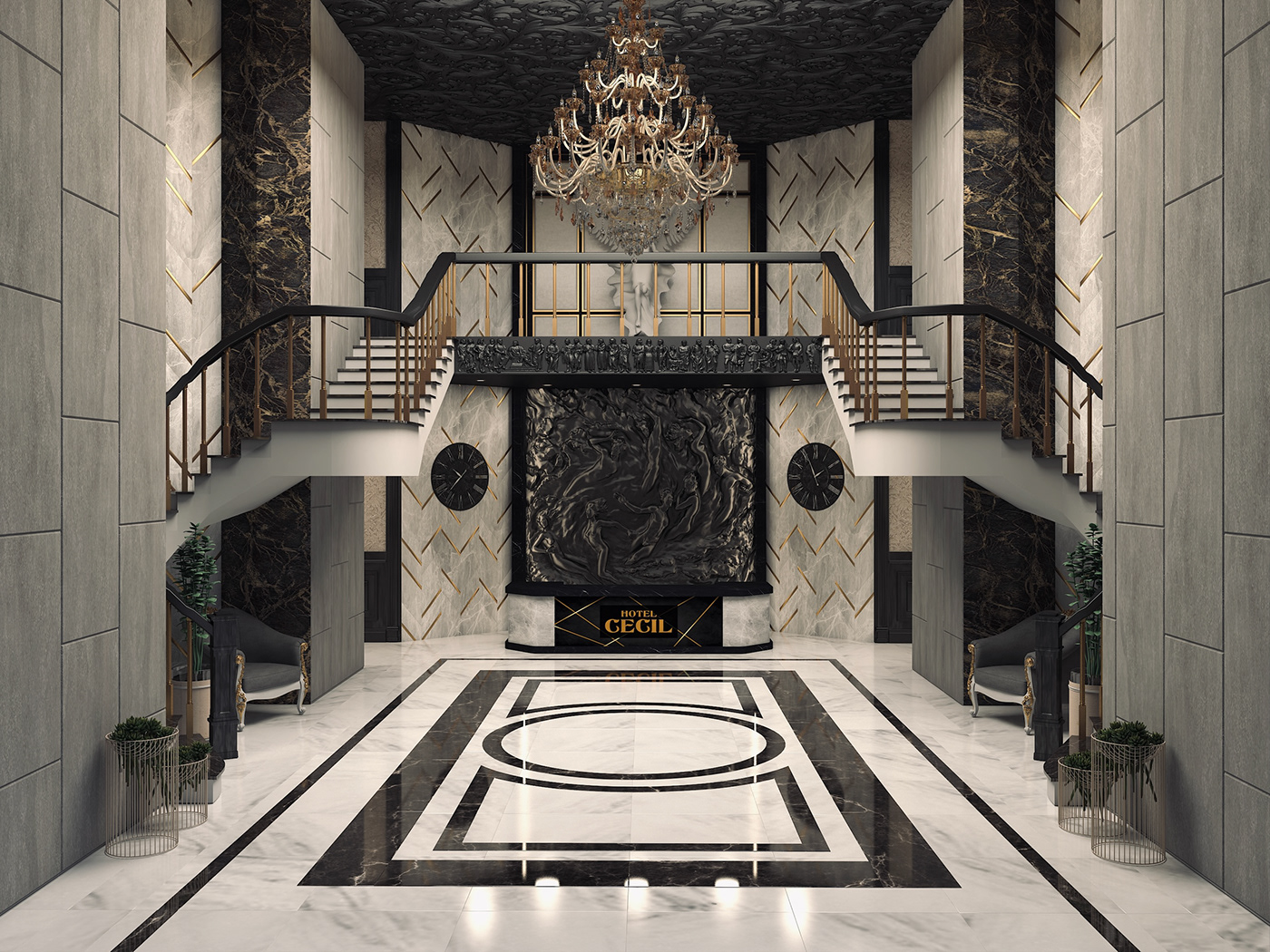 3D 3ds max gothic hotel hotel design Interior interior design  vray
