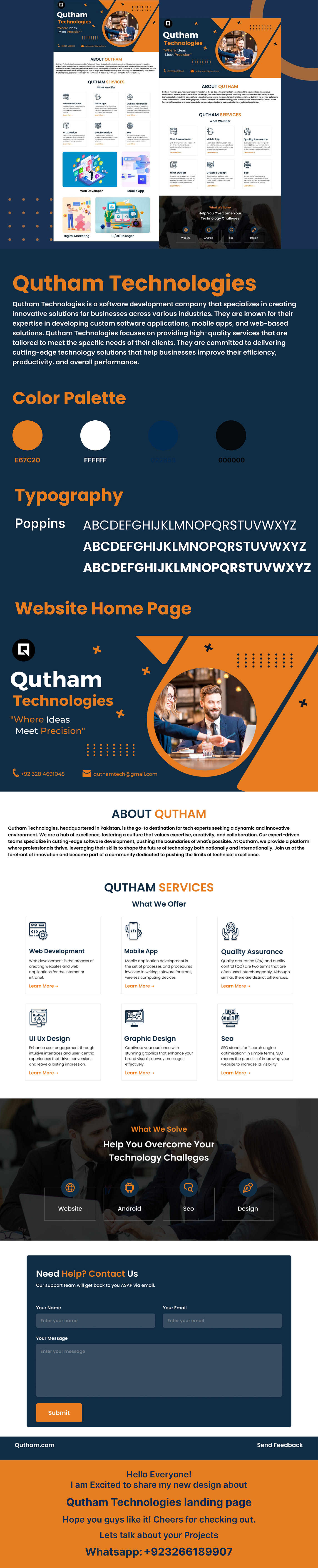 landing page Web Design  technologies ui ux Website Design web development  Website Figma Qutham qutham technologies