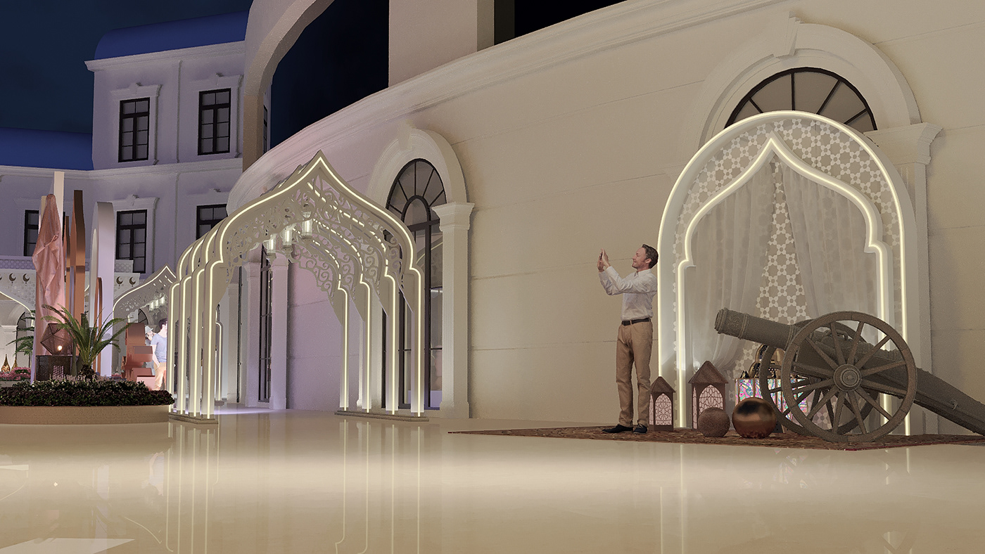 ramadan tent sohour Event design art direction  graphic design  branding  setdesign 3D