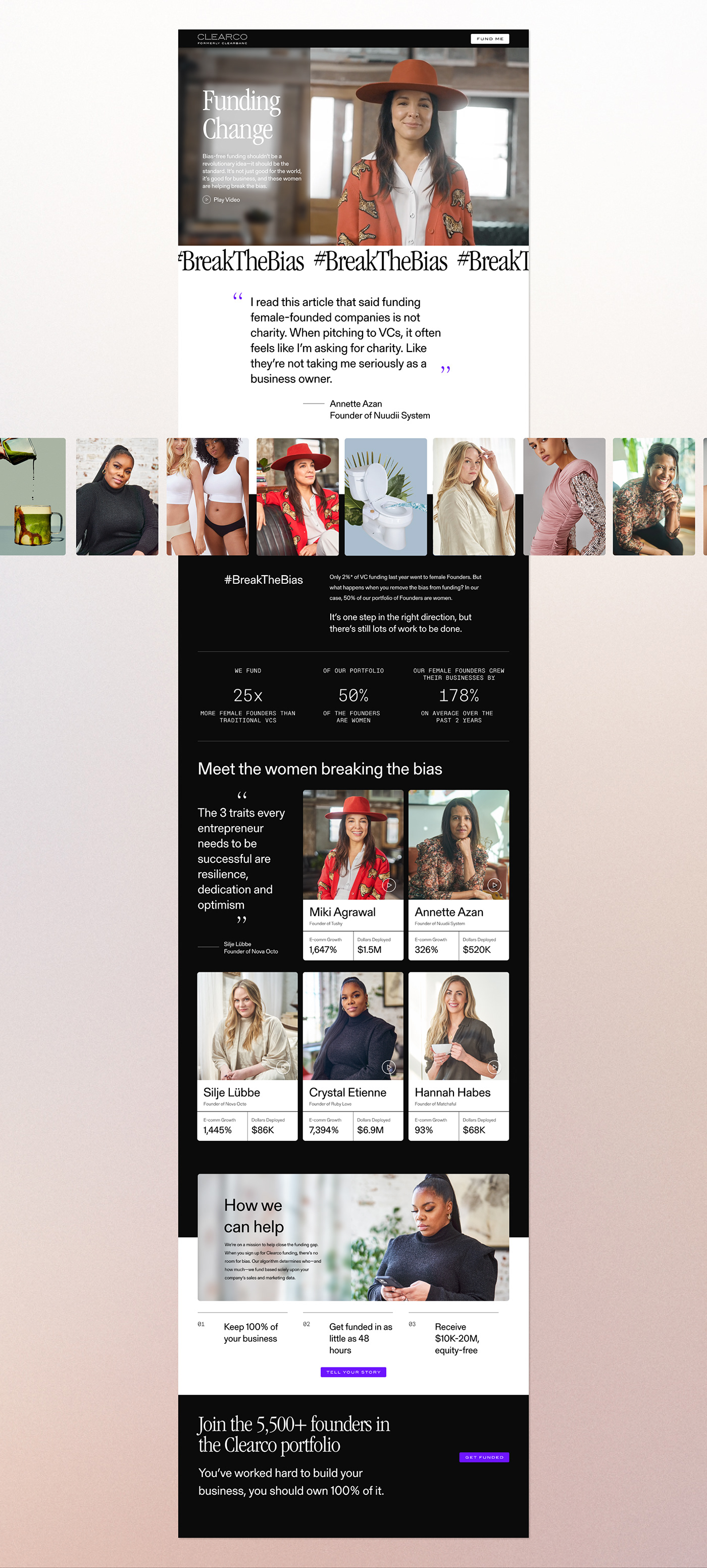 clearco International Women's Day landing page UI UI/UX ux Web Design  Website women's day Case Study