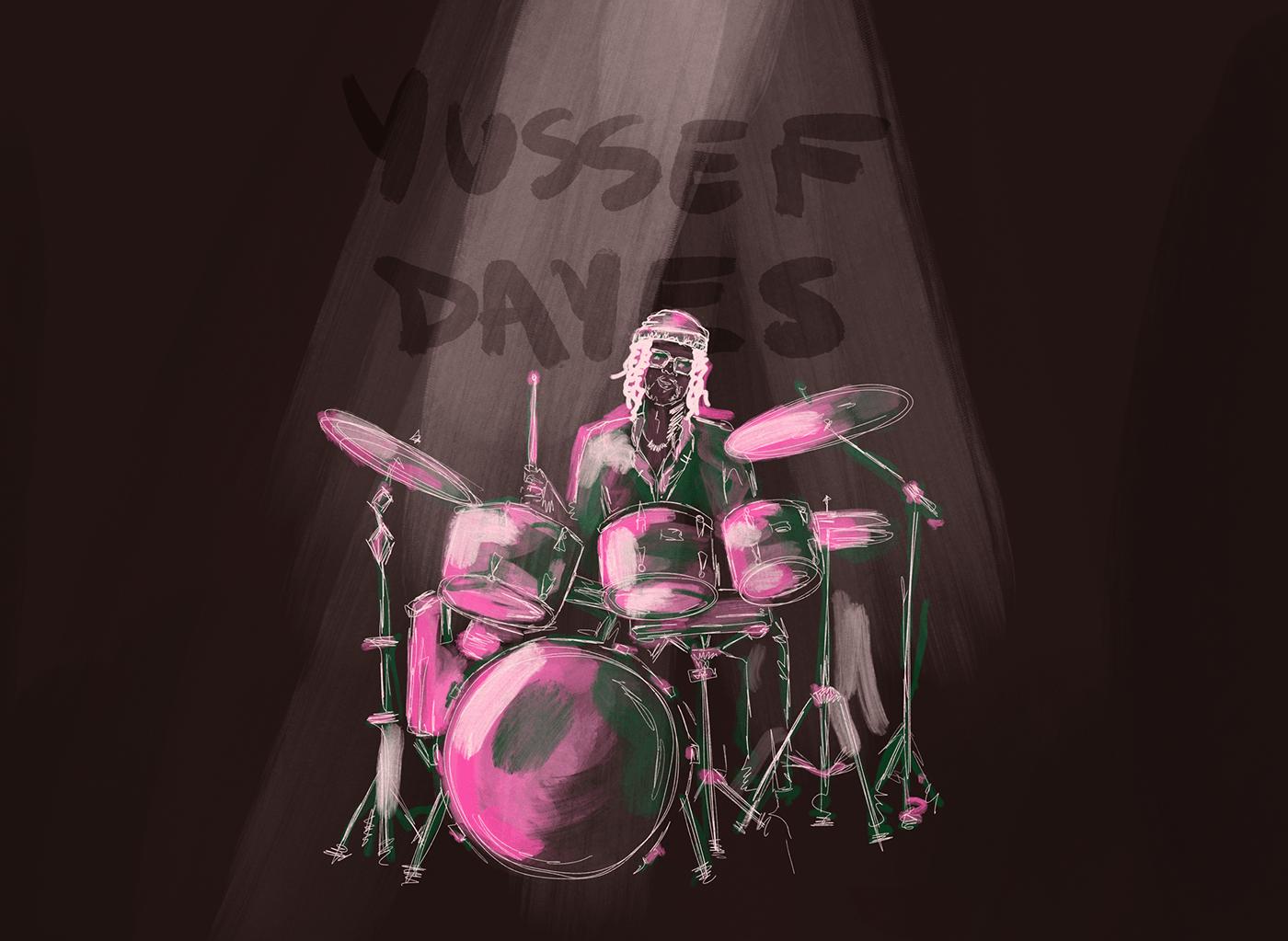 music poster percussion music poster ILLUSTRATION  instrument concert drums yussef dayes