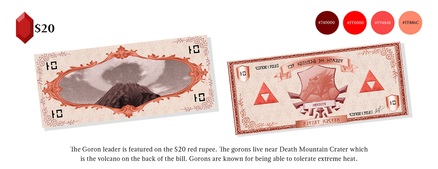 zelda currency graphic design 