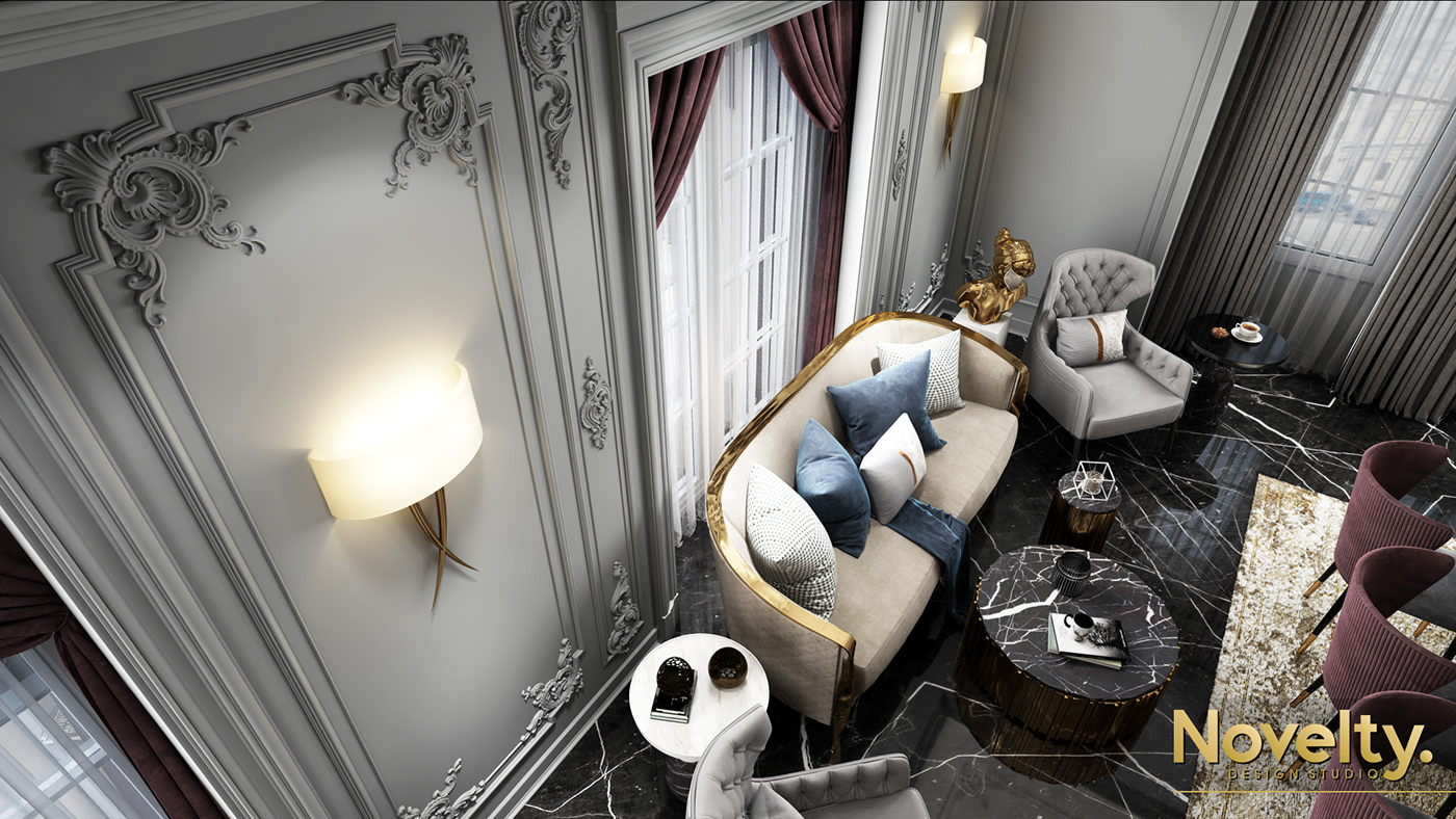 Interior luxury neo classic reception