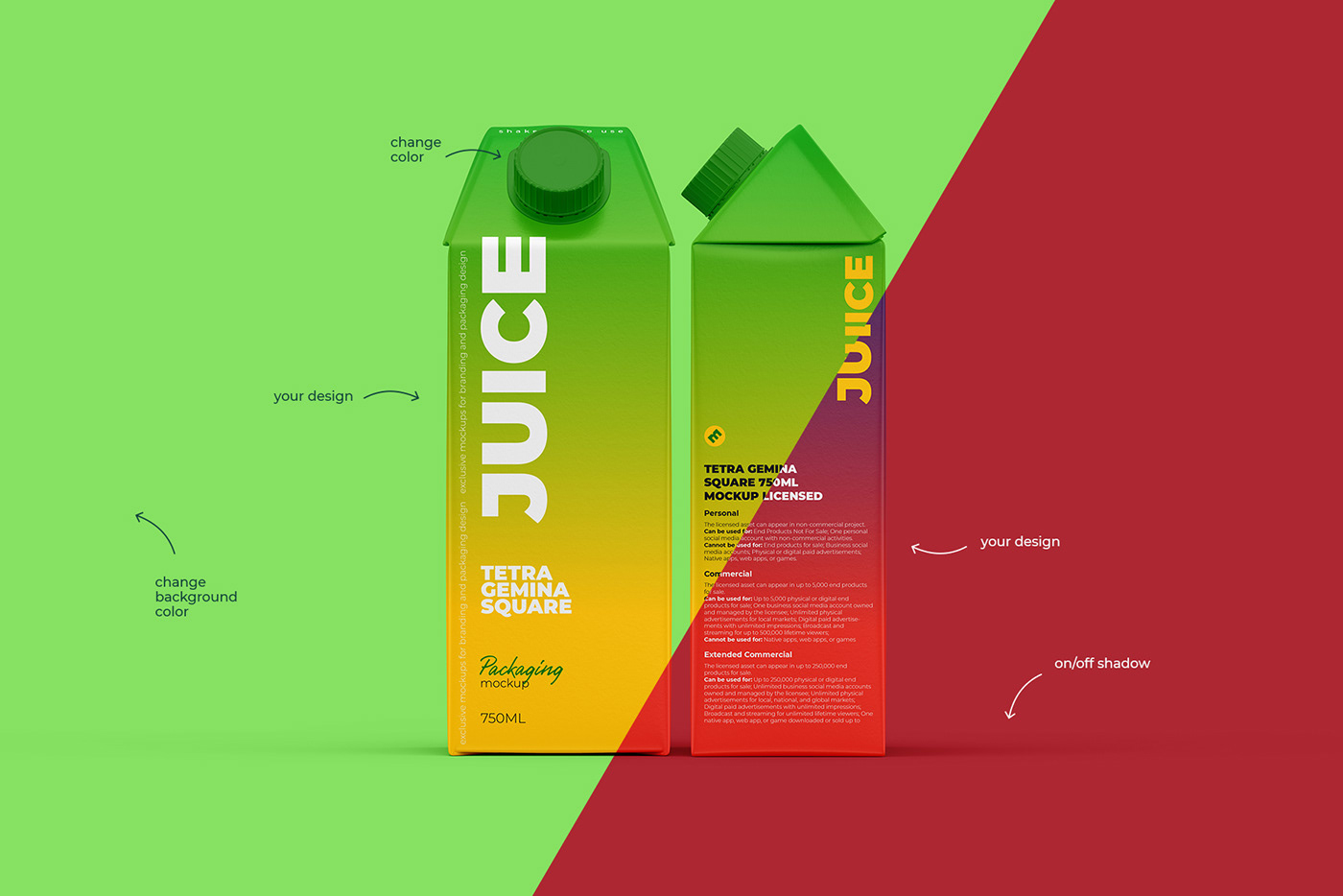 design gemina juice milk Mockup package Packaging Tetra