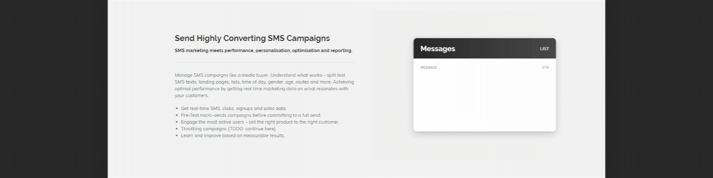marketing   Platform UI/UX Web Design  SMS messages b2b business enterprise statistics
