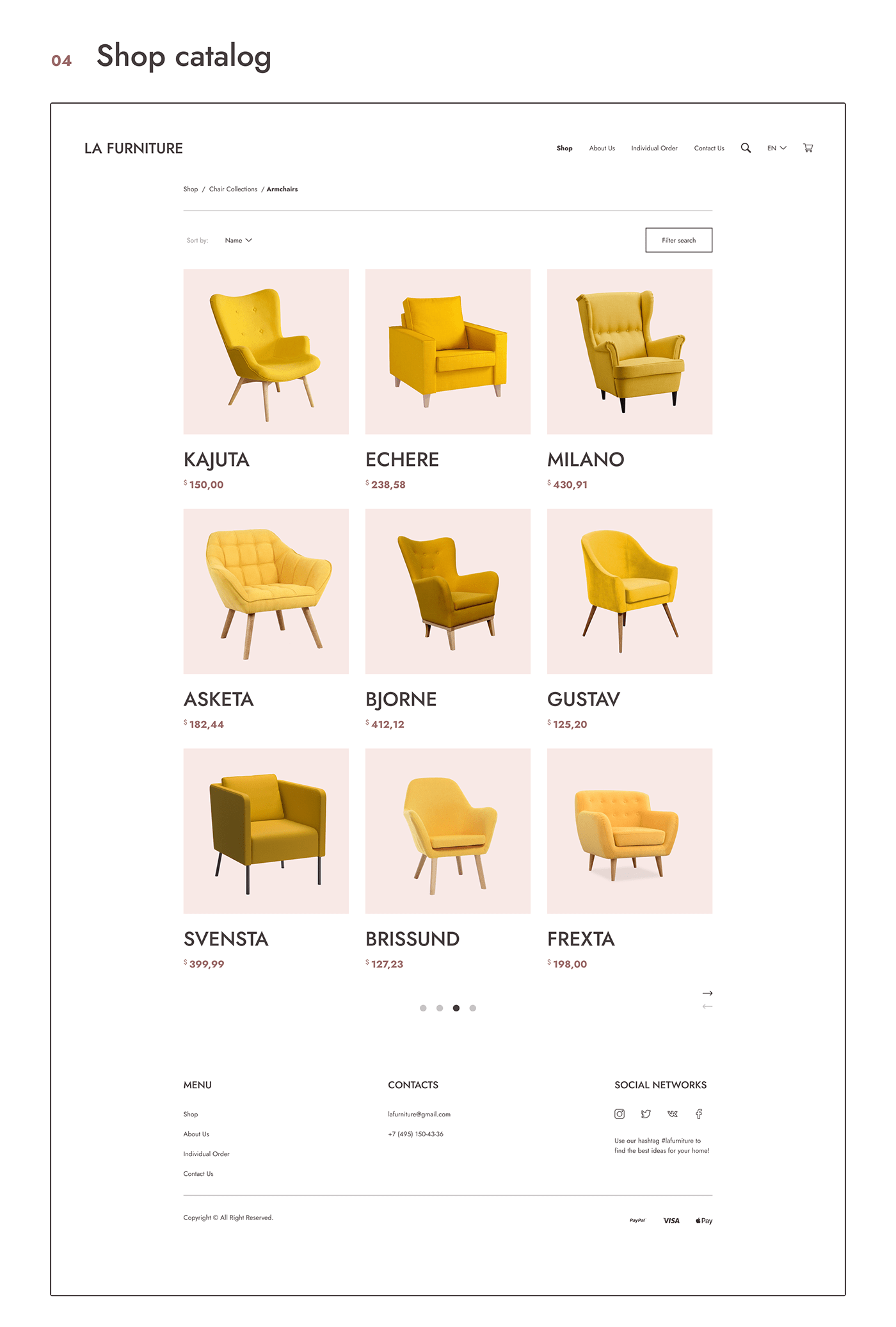 e-commerce furniture LOFT Minimalism mobile ux/ui Web Design  Website