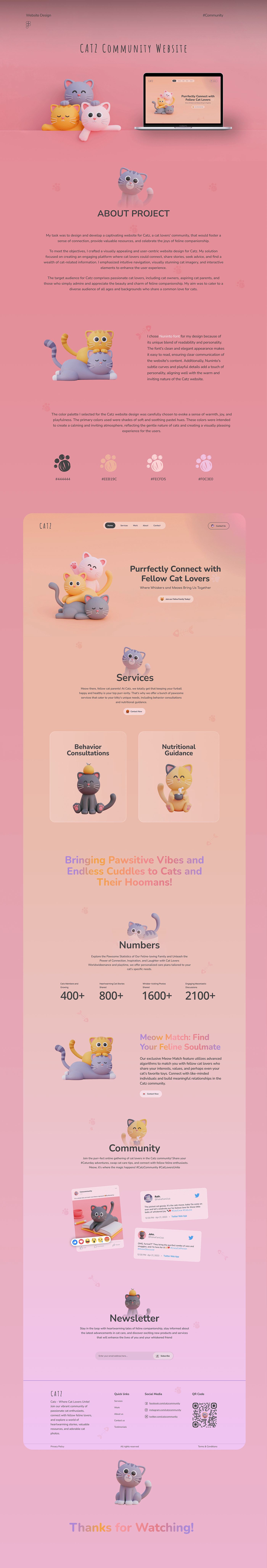 UI animals Cat cute Digital Art  3D pink Website landing page UI/UX