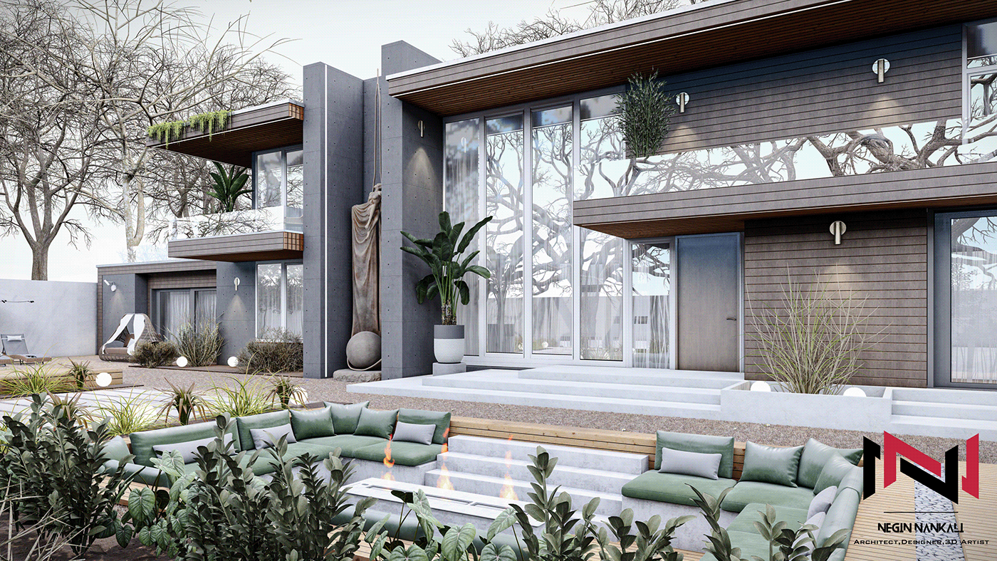 Landscape exterior design Render architecture visualization 3D modern archviz CGI exterior