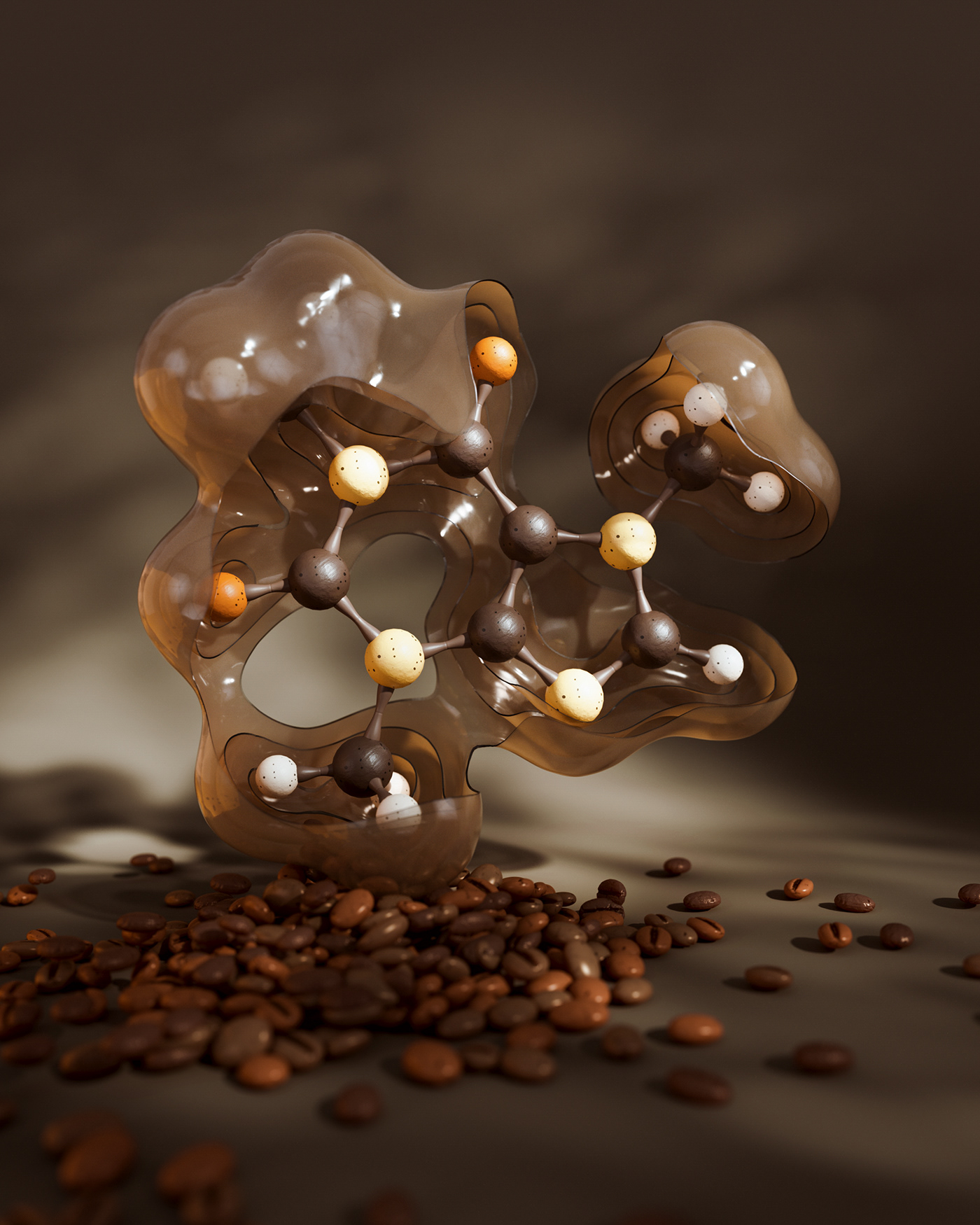 3D atom caffeine chemistry Coffee molecular biology molecule Pharma redshift science