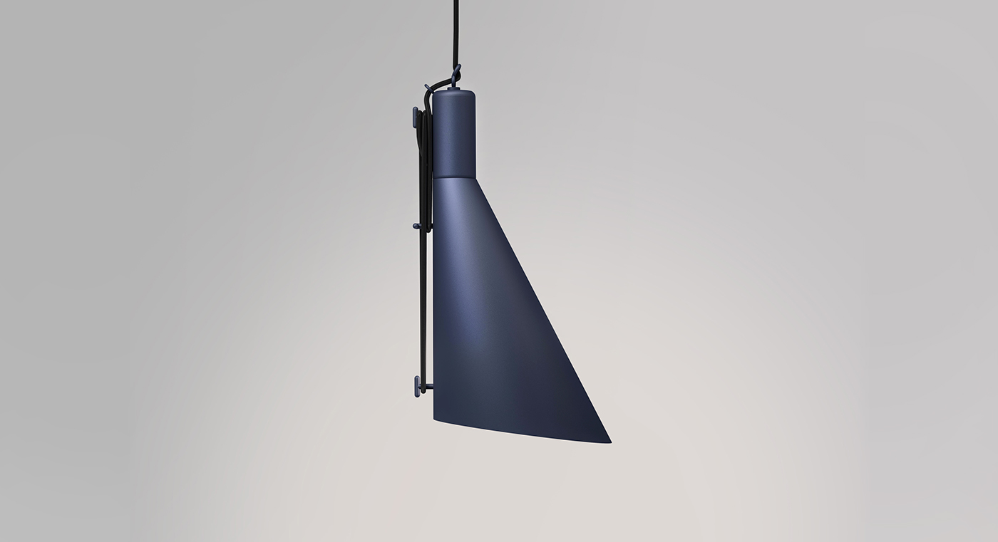 Lamp inspire pendant design light Interior 3D Mockup idea test color metal matt blue minimalistic