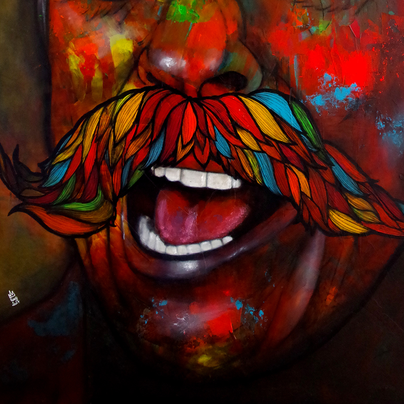 johnhurt actor portrait streetart painting   harrypotter mrollivander mustache colorful umomasada