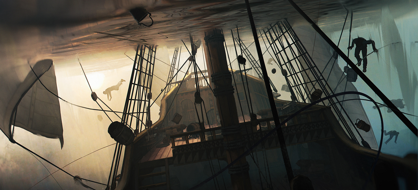 story art design Film   key-art CGI pirate dark exploration discovery