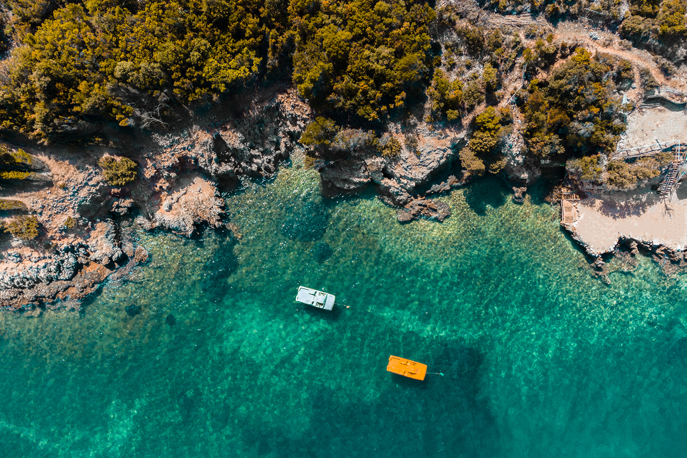 islands ksamil sea water Aerial Photography Albania boat photography coastline colorful photography vibrant