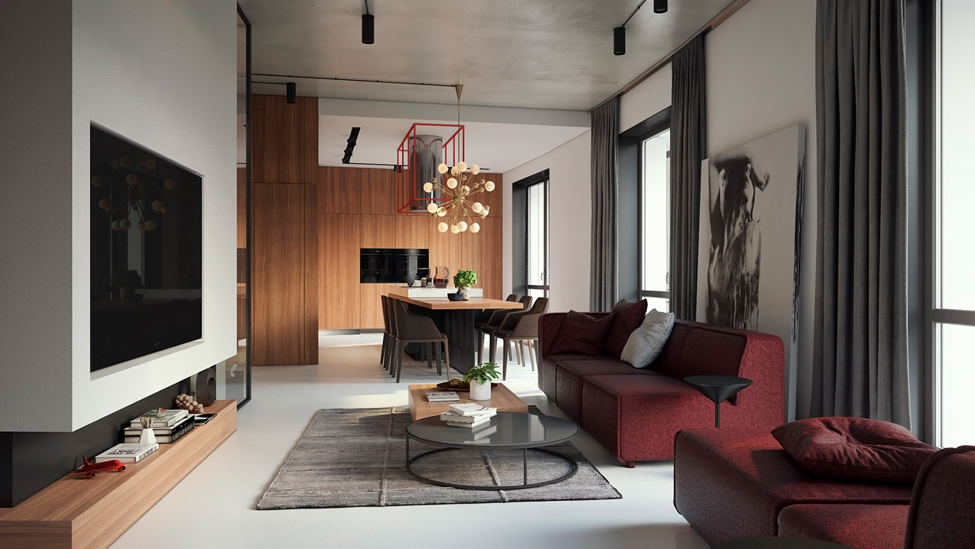 LOFT vray corona coronarenderer Interior minsk belarus Parus interiordesign designinterior