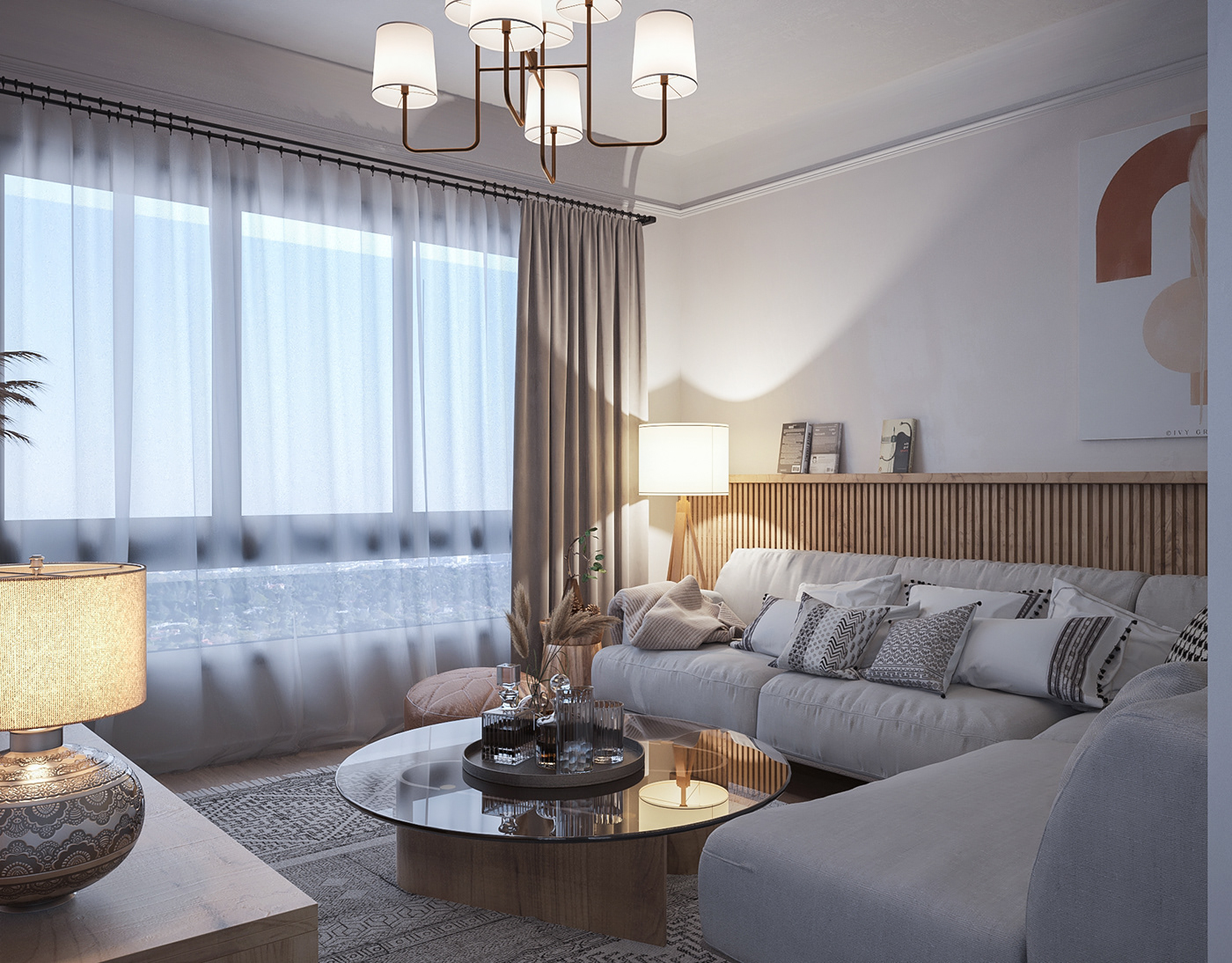 boho living room interor design Interior Render 3ds max vray interior design 