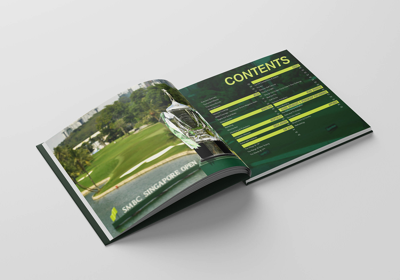 print Layout design Collateral Post Event Report report brochure golf Events editorial design 