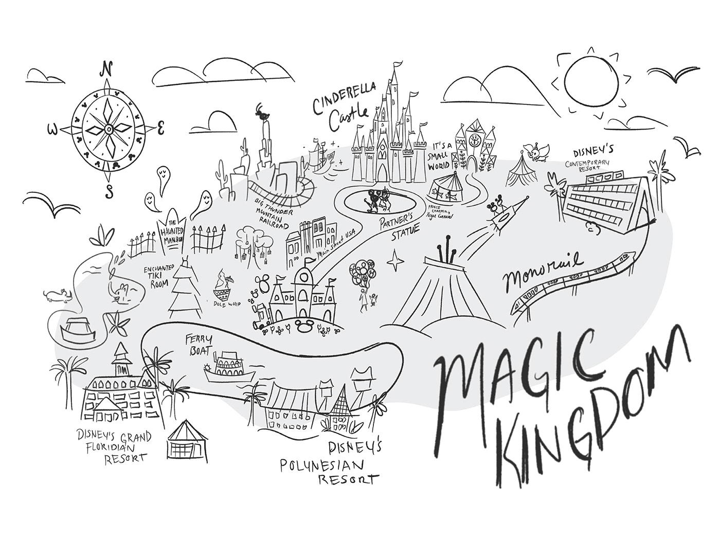 artlicensing Castle disney world magickingdom mapart mapillustration