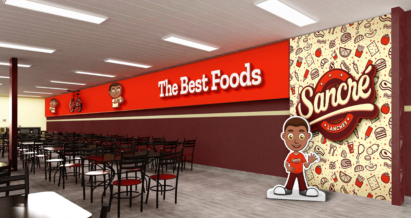 Apogeu cartoon Fast food food logo lanche londrina Mascot red sandwich logo visual identity