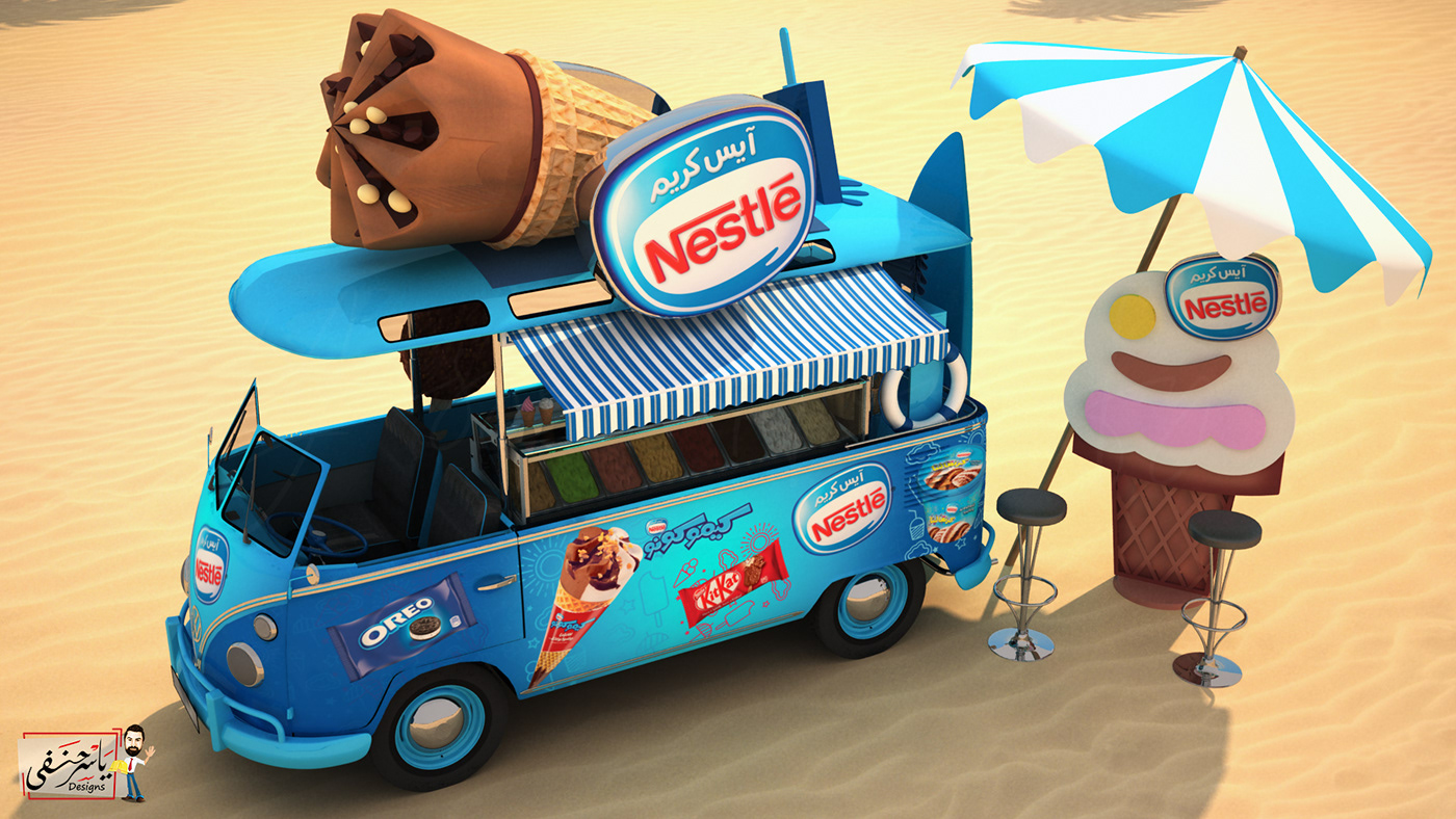 beach Display ice cream Kimo cono nestle Roadshow sa7el Sahel Truck yasser hanafy