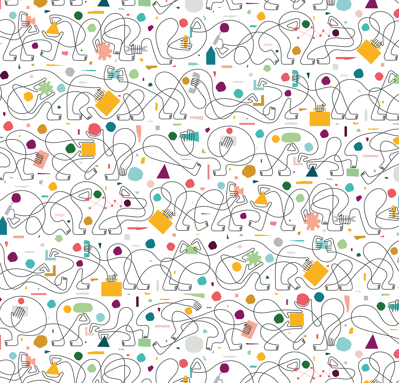 pattern design oneline minimal colorful connection Love art artsy