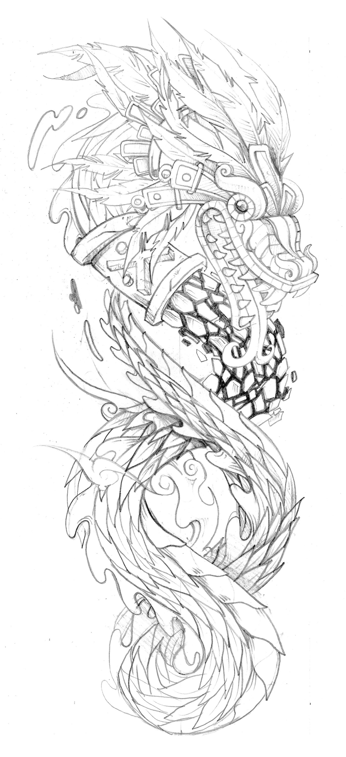sketch illustration Quetzalcoatl