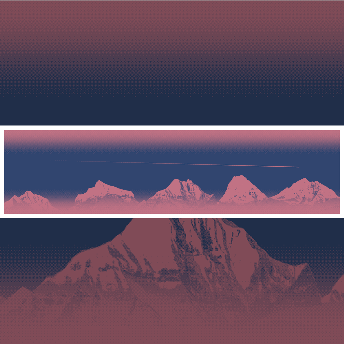vector graphic alpine glow mountains Nature silkscreen print print poster 5 color low color