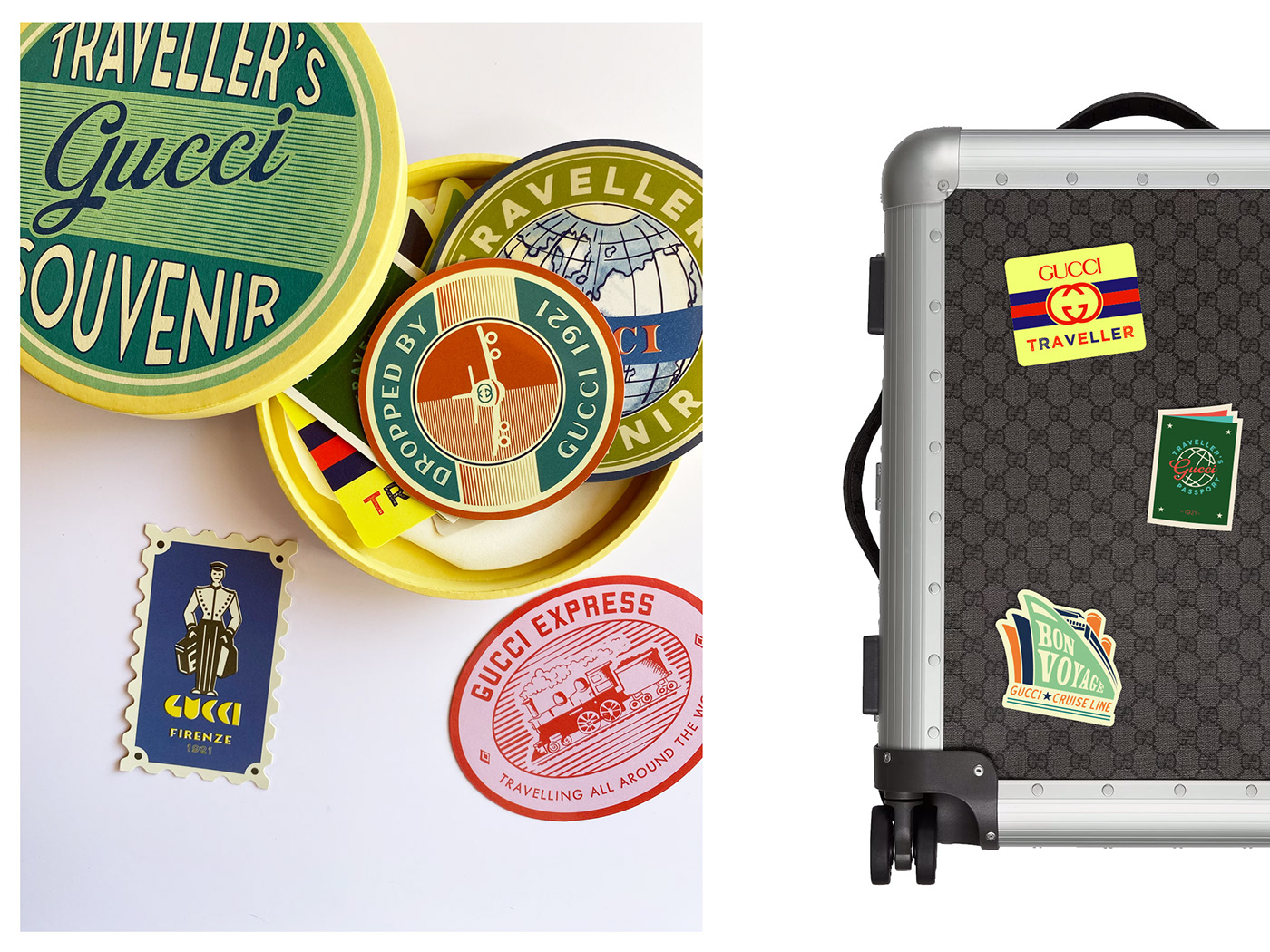 stickers gucci Travel vintage luggage Fashion  Packaging box fpm set