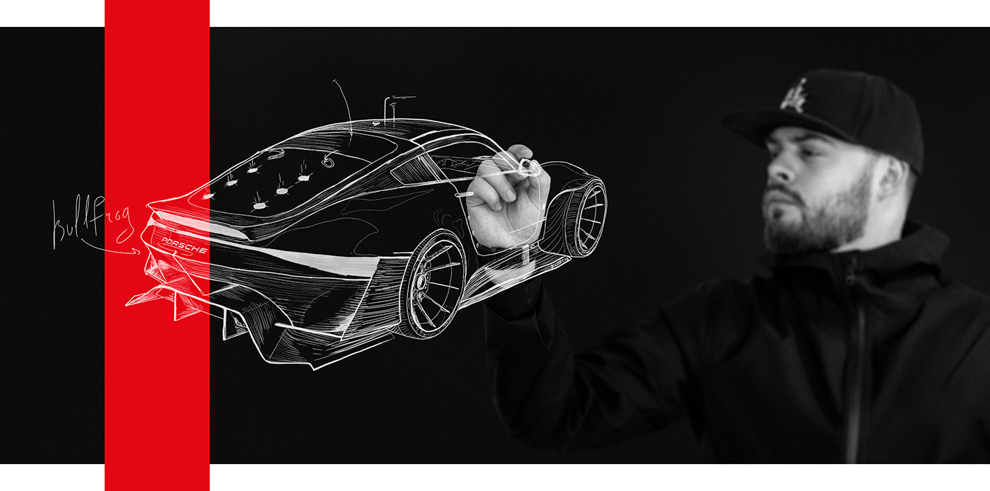 Concept Porsche cardesign car sketch prototype c4d Automotive design 24H Le Mans Porsche 911 bullfrog sketch Classic