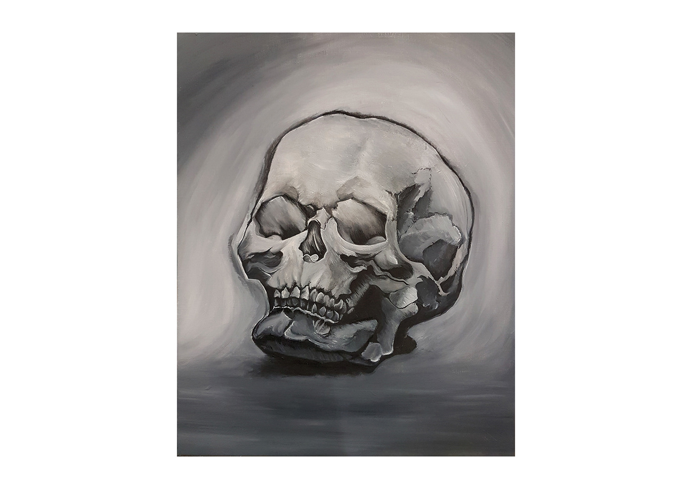 skull art oilpainting blackwhite
